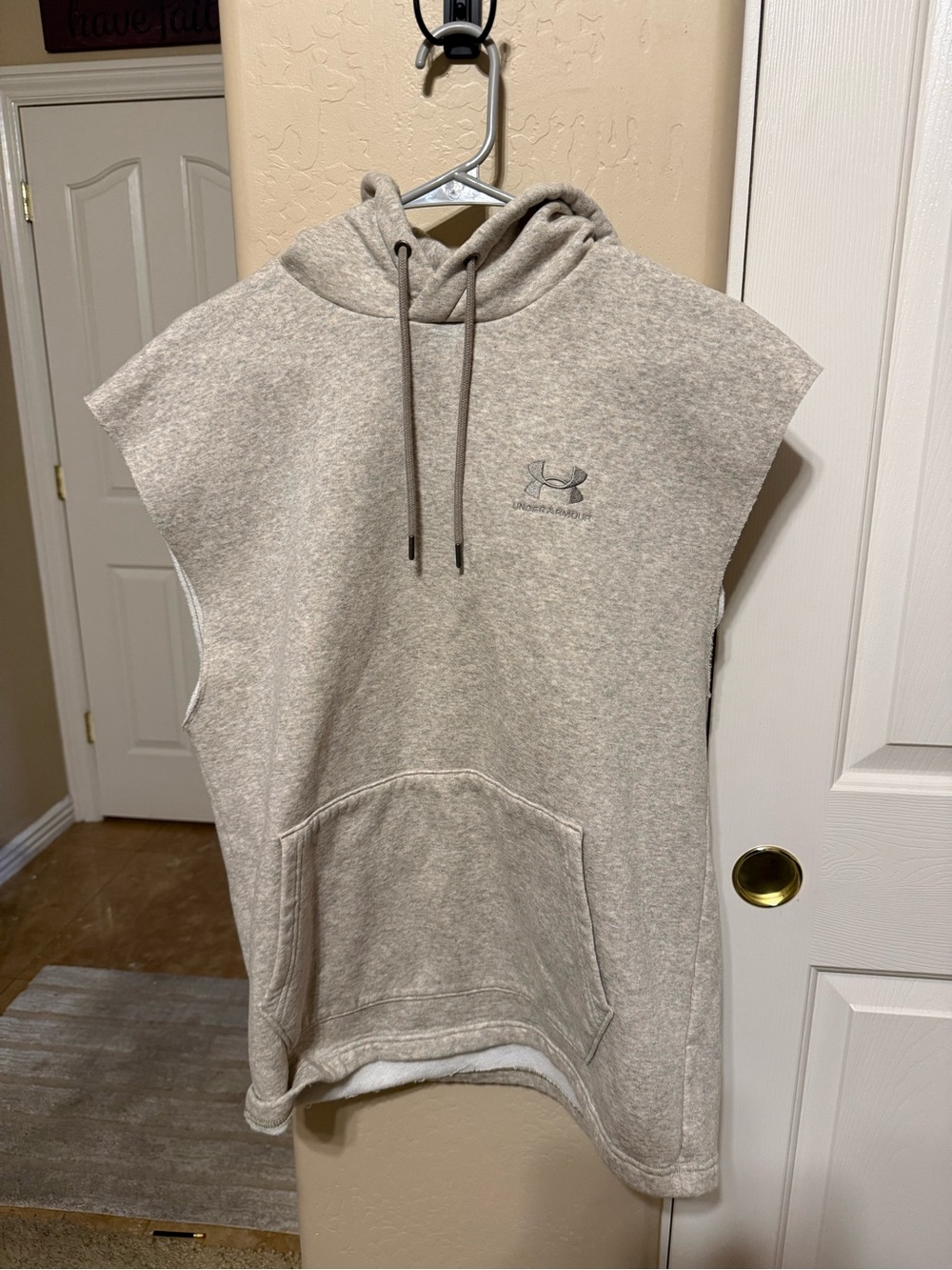 Under Armour Sleeveless Pullover Hoodie in Heather Taupe